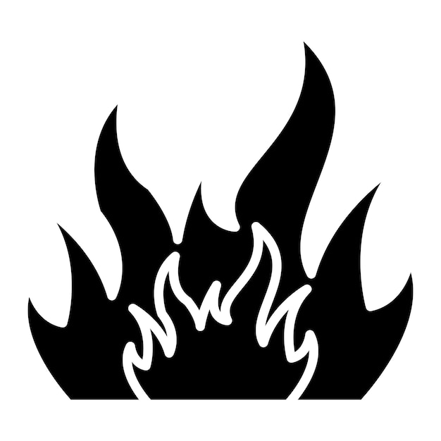 Vector ilustración negra sólida de glifo de fuego