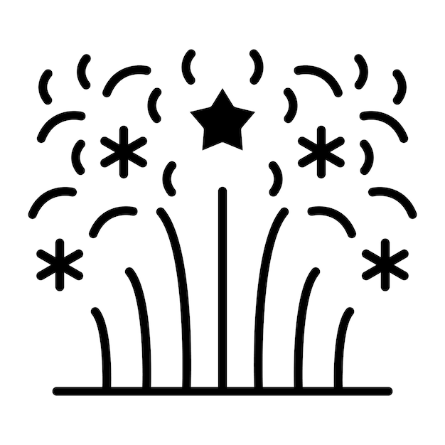 Ilustración negra sólida del glifo de los fuegos artificiales