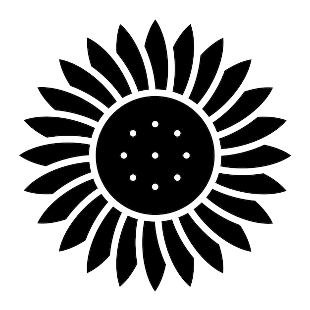 Ilustración negra sólida del glifo del girasol