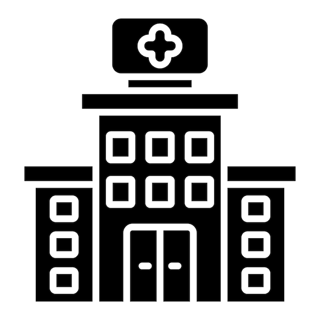 Ilustración negra sólida del glifo del hospital