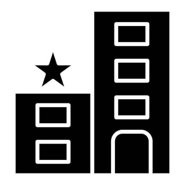 Ilustración negra sólida del glifo del hotel de 1 estrella