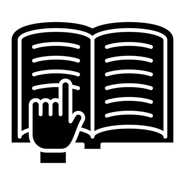 Ilustración negra sólida del glifo de lectura