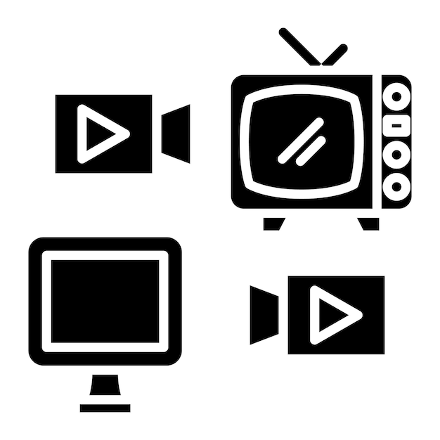 Ilustración negra sólida de glifo de los medios de comunicación