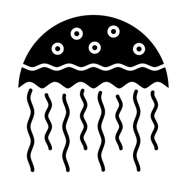 Ilustración negra sólida del glifo de medusas