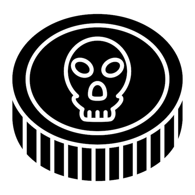 Ilustración negra sólida del glifo de la moneda pirata