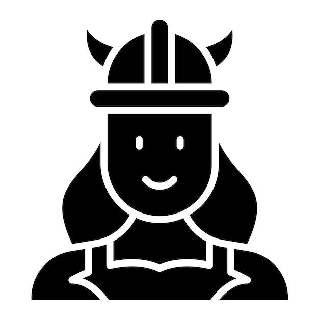 Ilustración negra sólida del glifo de la mujer vikinga
