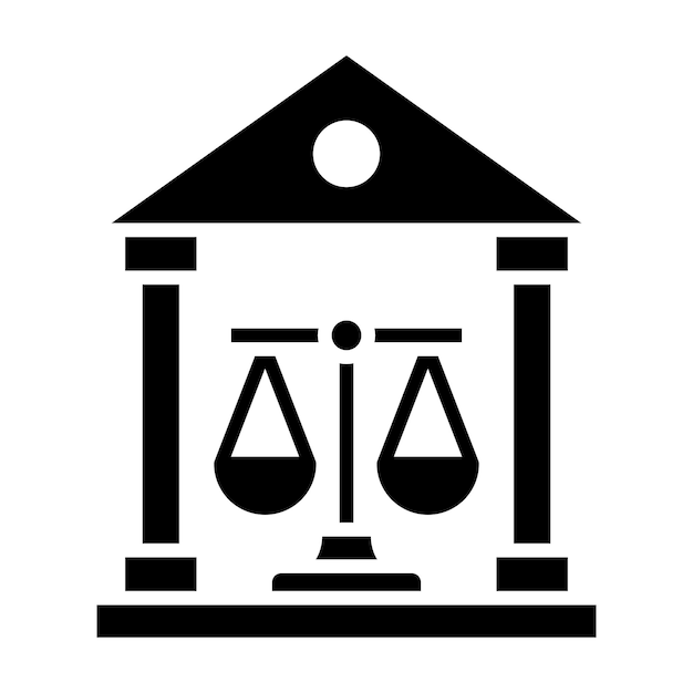 Ilustración negra sólida del glifo del palacio de justicia
