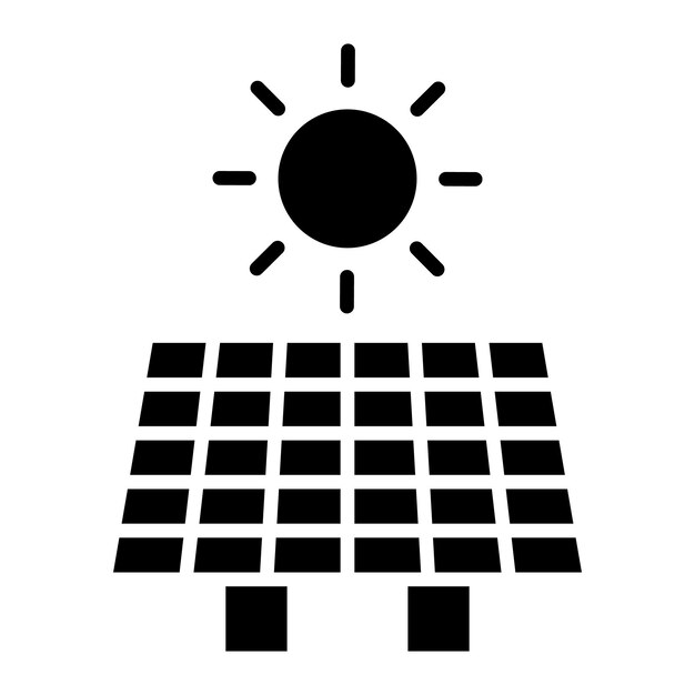 Ilustración negra sólida del glifo del panel solar