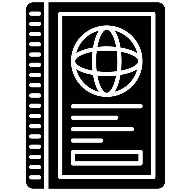 Ilustración negra sólida del glifo del pasaporte
