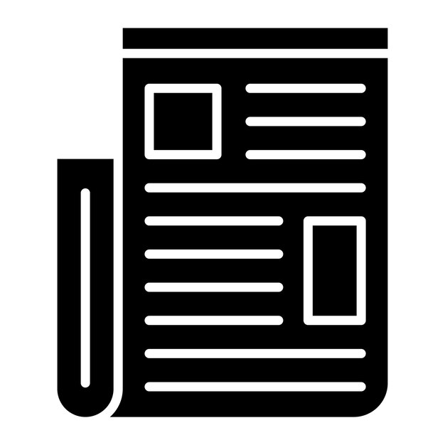 Ilustración negra sólida del glifo del periódico