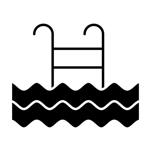 Ilustración negra sólida del glifo de la piscina