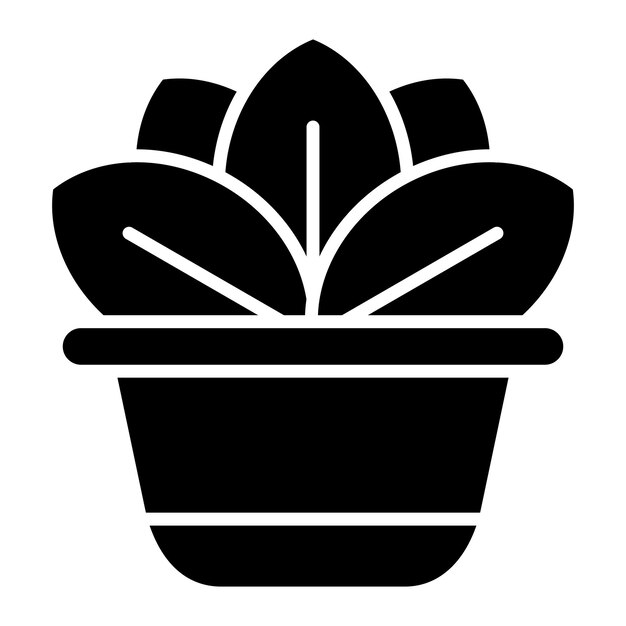 Ilustración negra sólida del glifo de la planta
