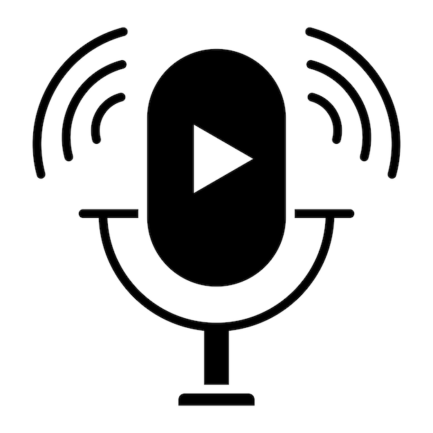 Ilustración negra sólida del glifo del podcast