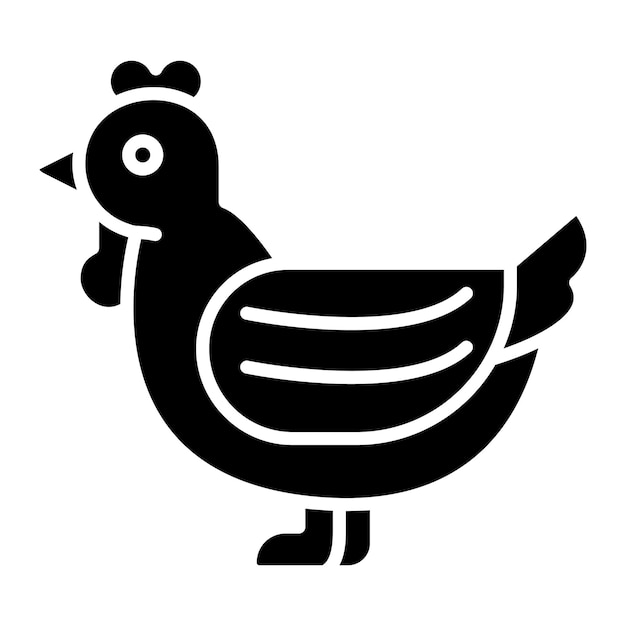 Ilustración negra sólida del glifo de pollo
