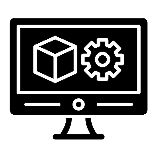 Ilustración negra sólida del glifo del software
