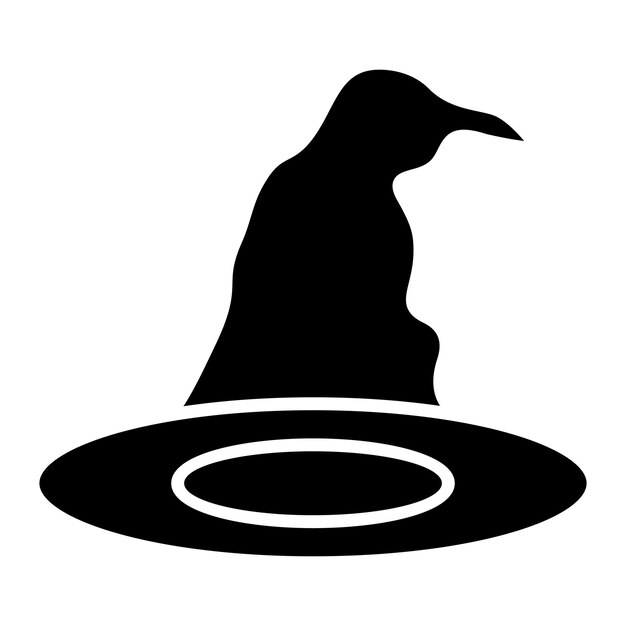 Ilustración negra sólida del glifo del sombrero de bruja