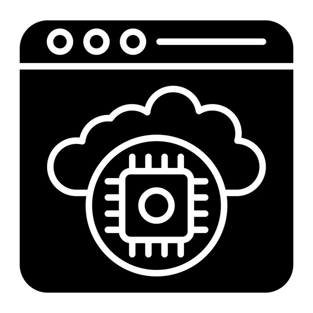 Ilustración negra sólida del glifo de la tecnología digital