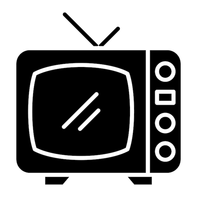Ilustración negra sólida del glifo de televisión