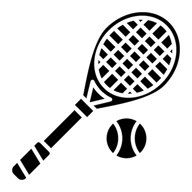 Ilustración negra sólida del glifo de tenis