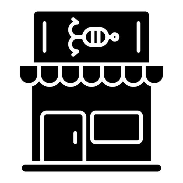 Ilustración negra sólida del glifo de la tienda de cebo
