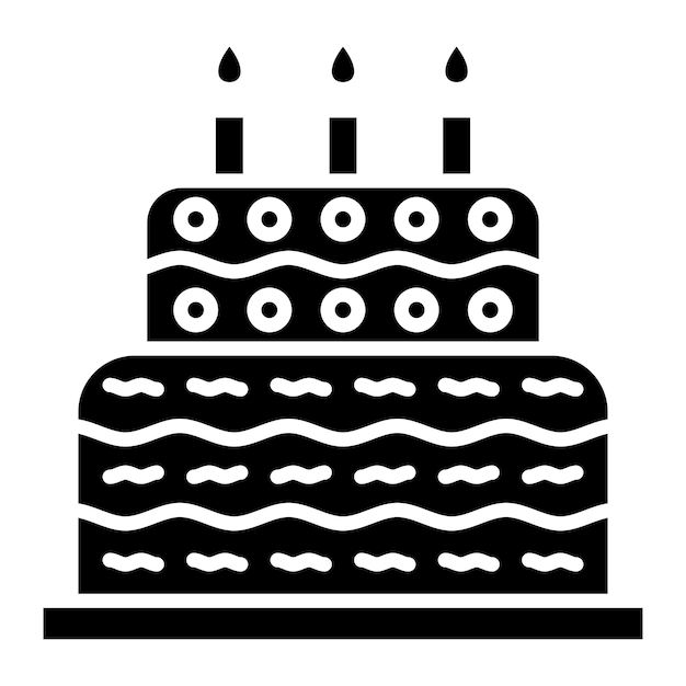 Ilustración negra sólida del glifo de la torta