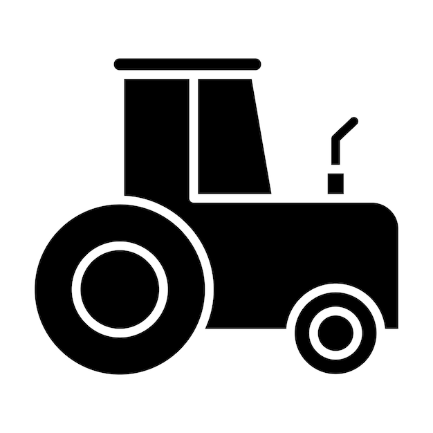 Ilustración negra sólida del glifo del tractor