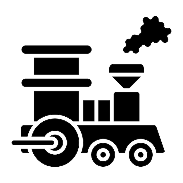 Ilustración negra sólida del glifo del tren de vapor