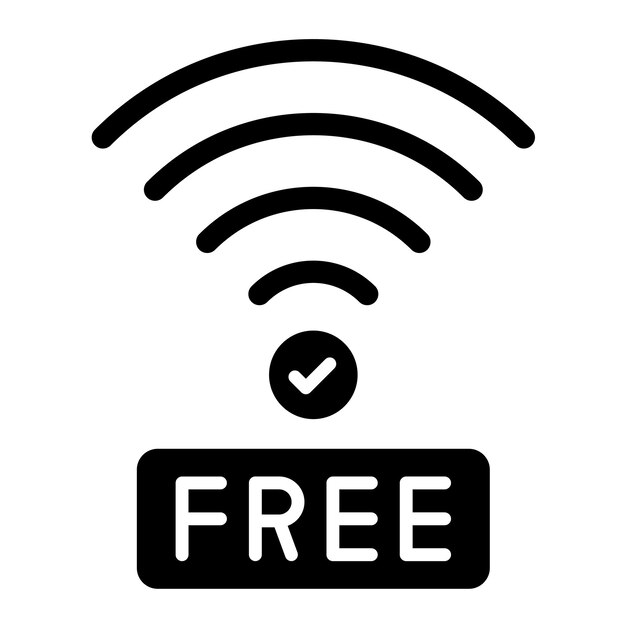 Ilustración negra sólida del glifo Wifi gratuito