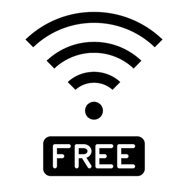 Ilustración negra sólida del glifo Wifi gratuito