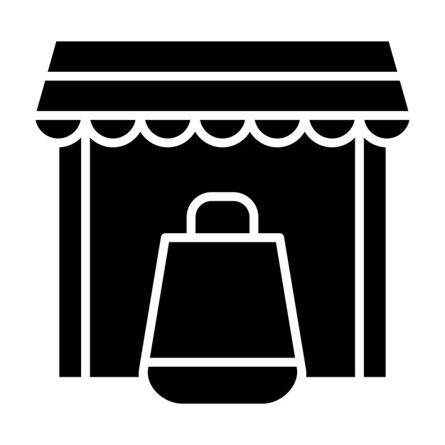 Ilustración negra sólida de los glifos de las compras de comercio electrónico