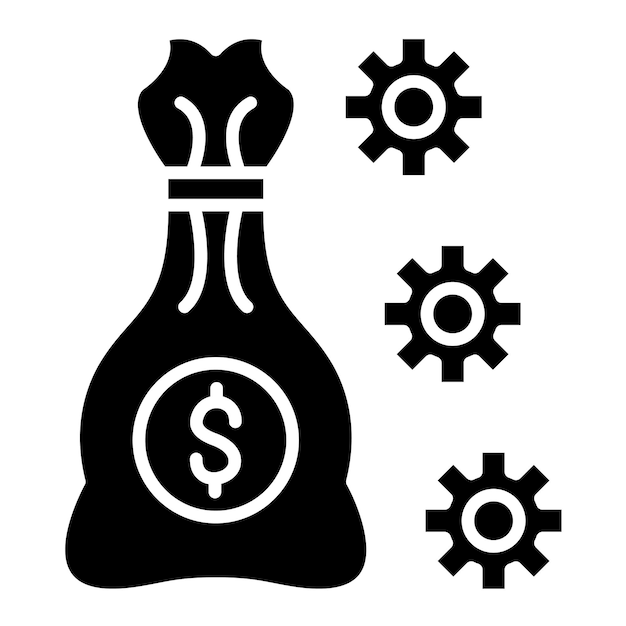 Ilustración negra sólida de los glifos de la contabilidad de gestión