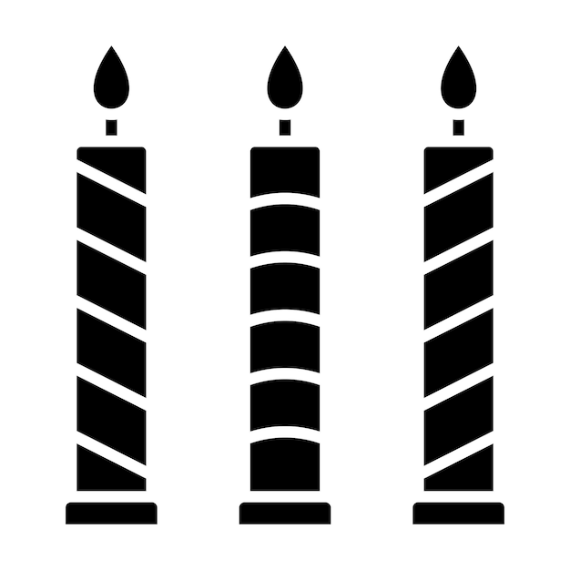 Ilustración negra sólida de los glifos de las velas