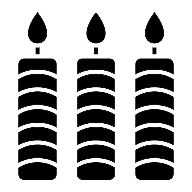 Ilustración negra sólida de los glifos de las velas
