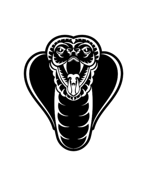 Vector ilustración de negro de icono de cara de cobra. el emblema con cobra real para un equipo deportivo. diseño de impresión para camiseta.