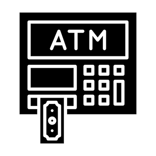 Ilustración en negro sólido de ATM Glyph