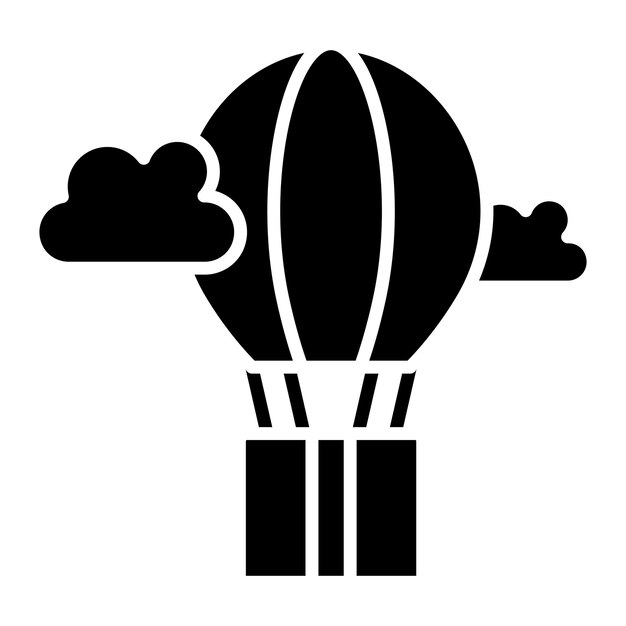 Vector ilustración en negro sólido de la entrega de globos de aire