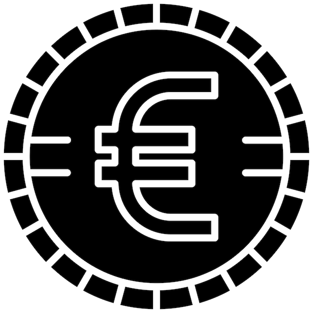 Vector ilustración en negro sólido de euro glyph