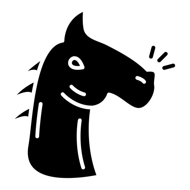 Vector ilustración en negro sólido de glifo de caballo