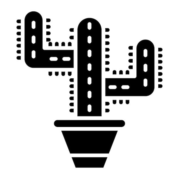 Ilustración en negro sólido de un glifo de cactus
