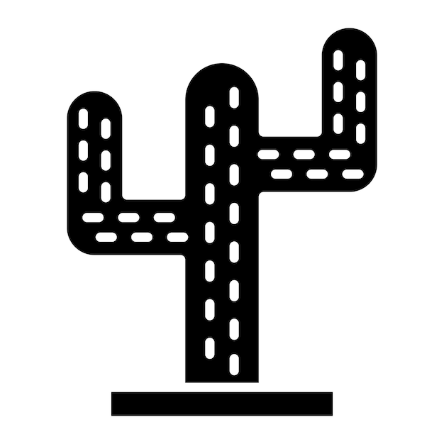 Ilustración en negro sólido de un glifo de cactus