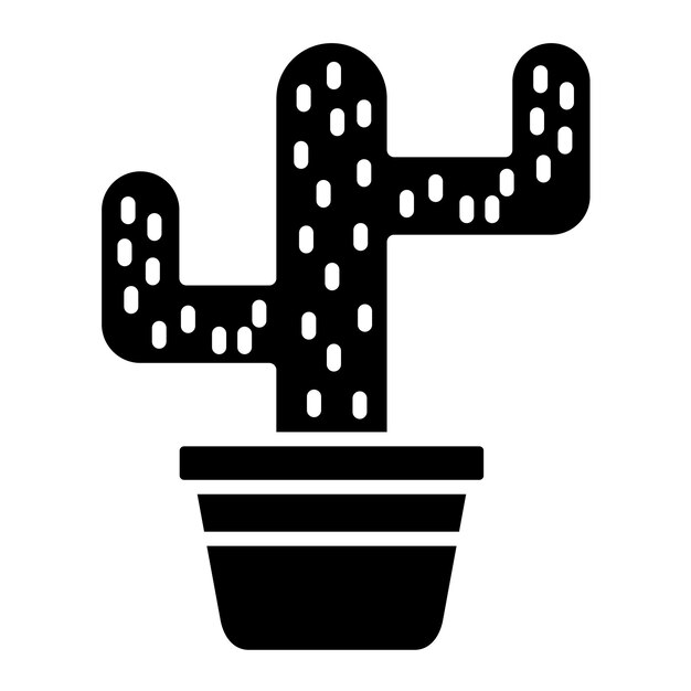 Ilustración en negro sólido de un glifo de cactus