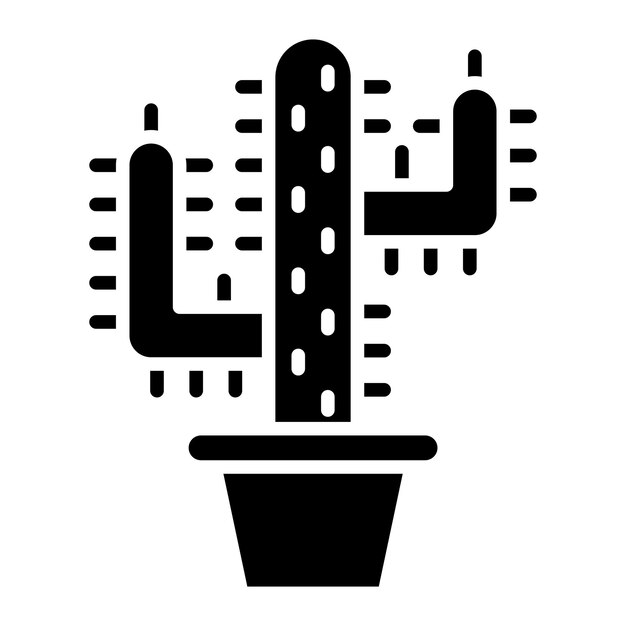 Ilustración en negro sólido de un glifo de cactus