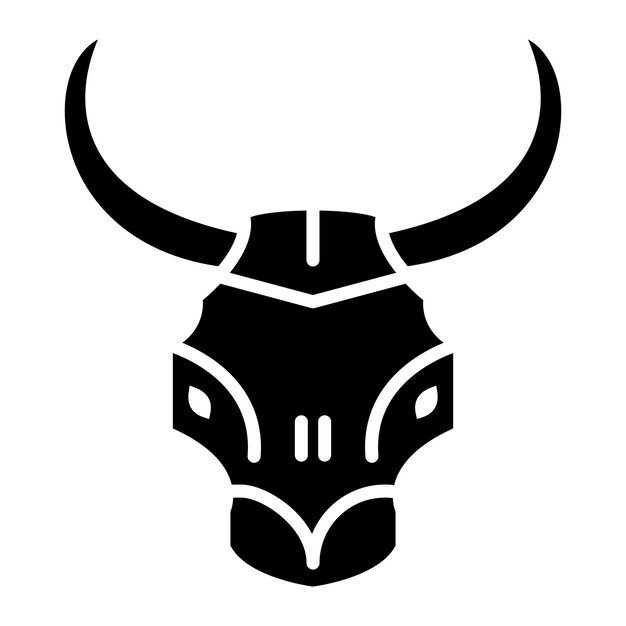 Ilustración en negro sólido del glifo de la calavera del toro