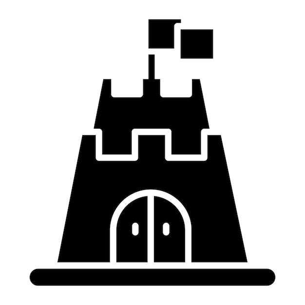 Vector ilustración en negro sólido del glifo del castillo de juguete