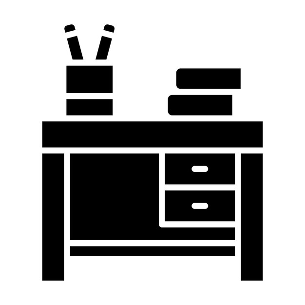 Ilustración en negro sólido del glifo del escritorio