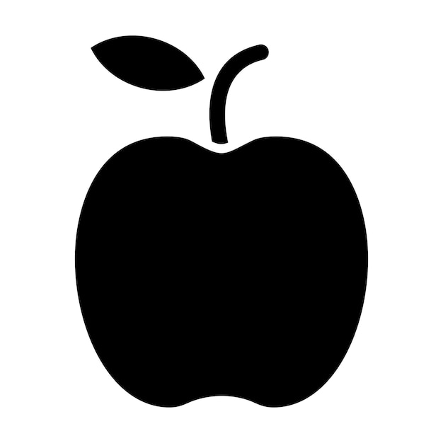 Vector ilustración en negro sólido de glifo de manzana