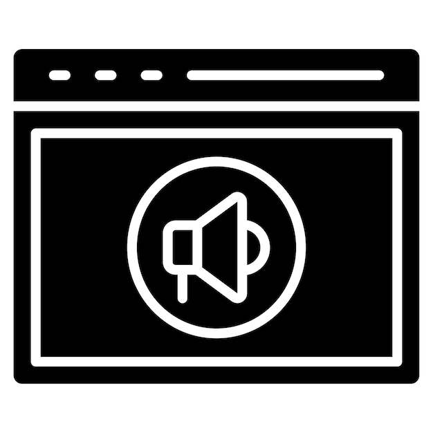 Ilustración en negro sólido de glifo de marketing digital
