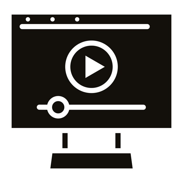 Ilustración en negro sólido de glifo de medios digitales