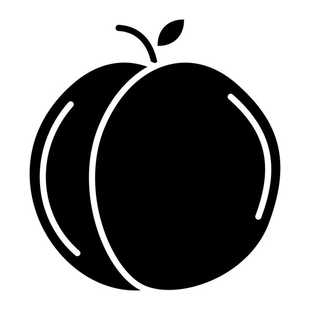 Ilustración en negro sólido del glifo de melocotón