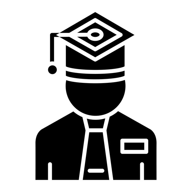 Ilustración en negro sólido de glifo de posgrado